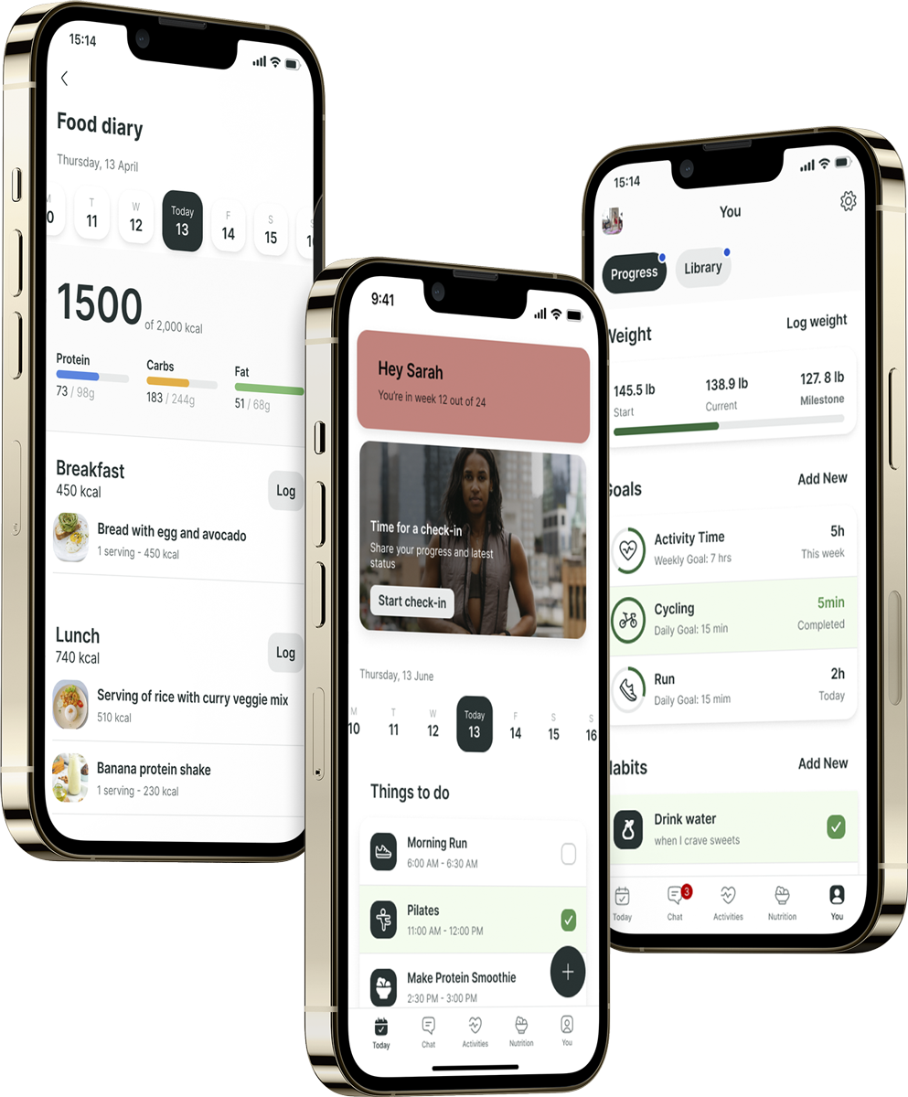 A mockup of the coaching app showcasing the features.